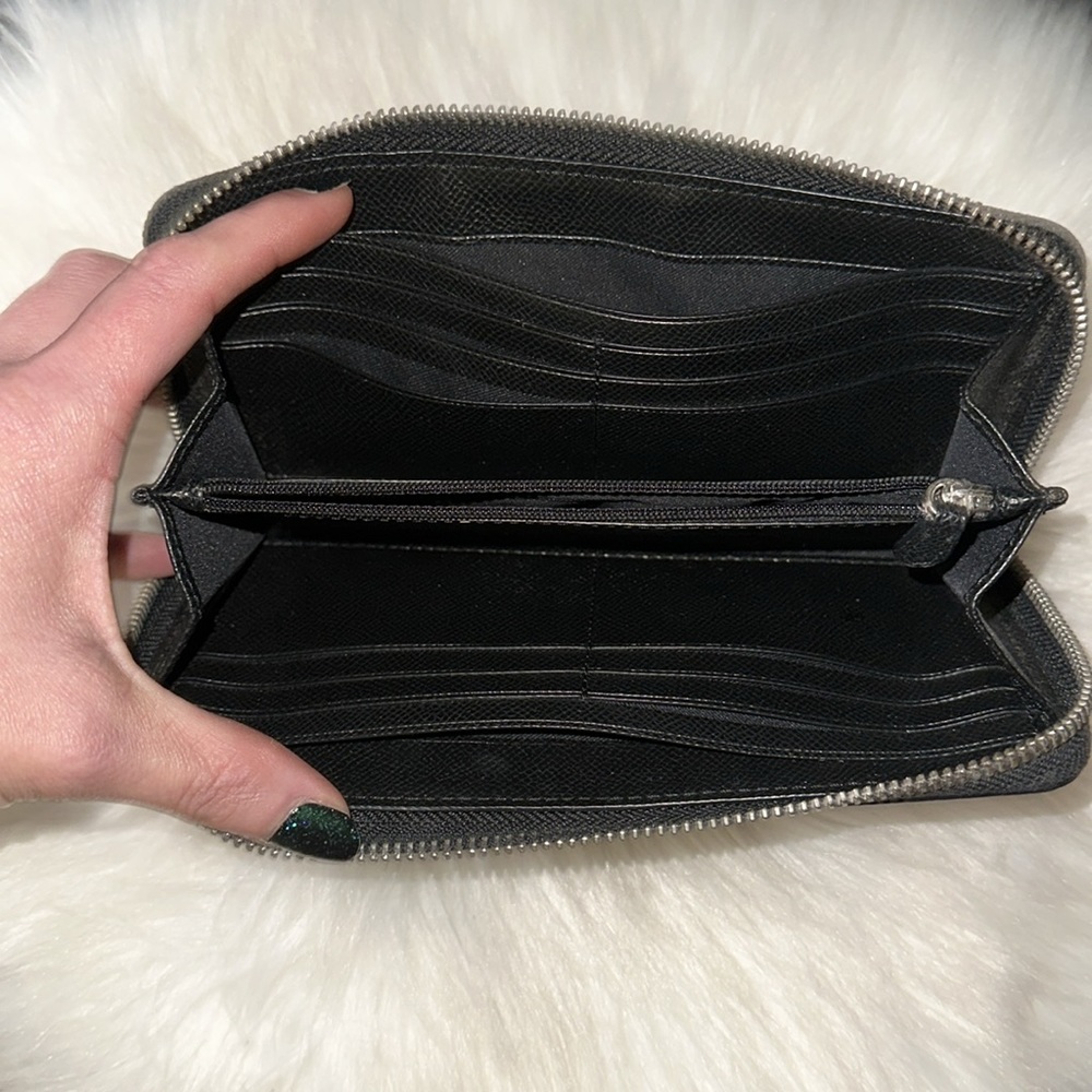 Coach Accordion Zip Around Wallet in Metallic Anthracite - Picture 6 of 7
